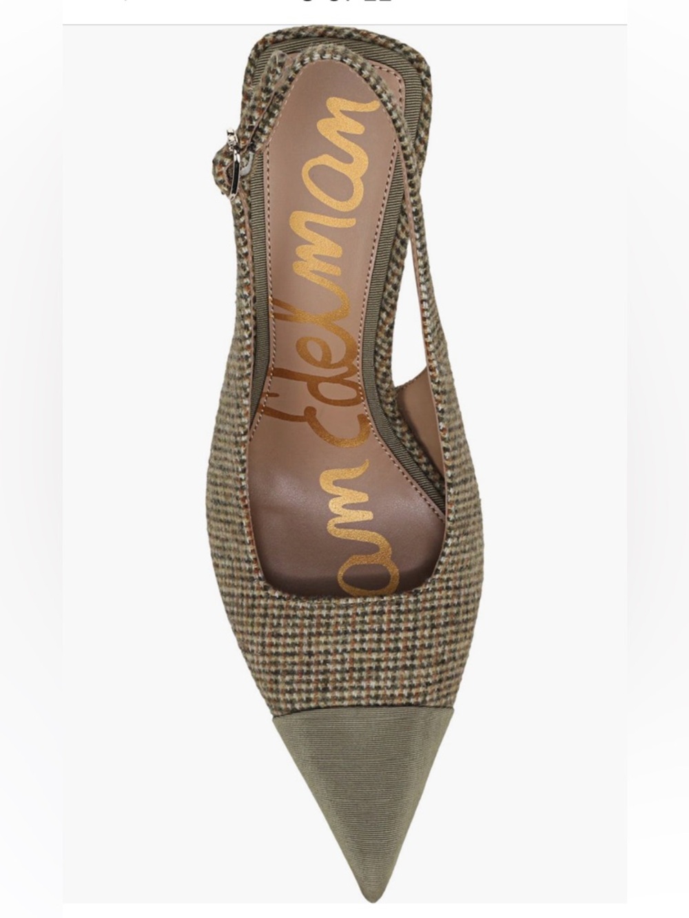 🍒2/$90🍒Sam Edelman NWT Odette Olive Houndstooth Slingback Pointed-Toe Pumps - Picture 5 of 10